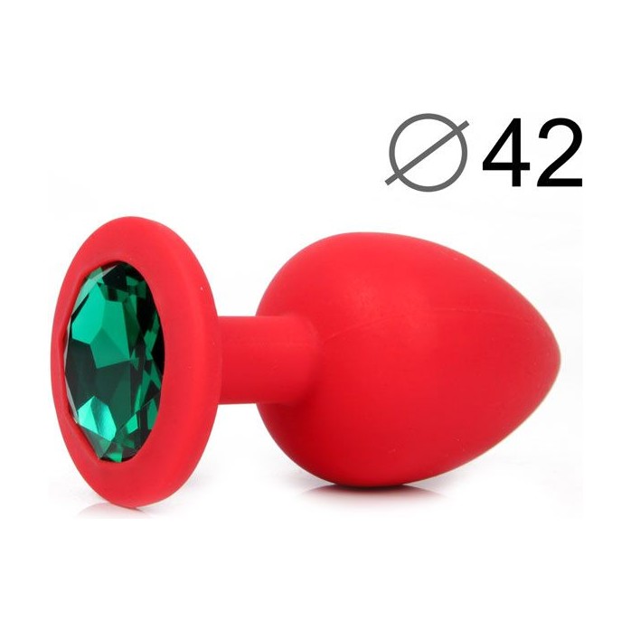Красная анальная пробка с зеленым кристаллом - 9,5 см. - SEXY FRIEND. Фотография 2.
