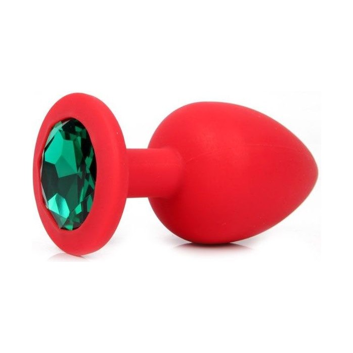 Красная анальная пробка с зеленым кристаллом - 9,5 см. - SEXY FRIEND