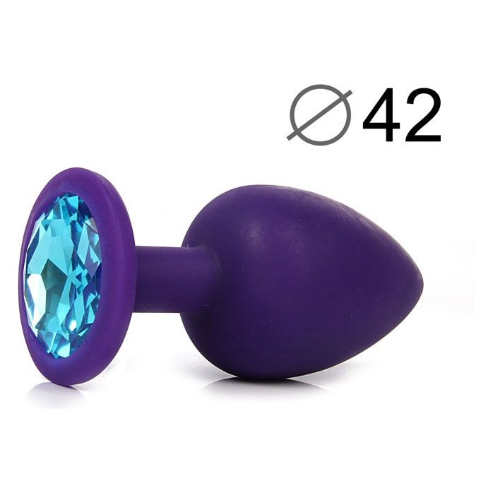 Фиолетовая анальная пробка с голубым кристаллом - 9,5 см. - SEXY FRIEND. Фотография 2.