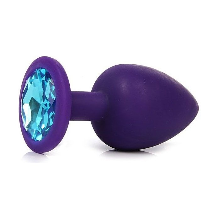 Фиолетовая анальная пробка с голубым кристаллом - 9,5 см. - SEXY FRIEND