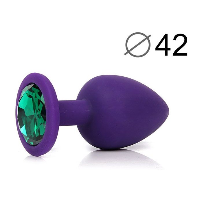 Фиолетовая анальная пробка с зеленым кристаллом - 9,5 см. - SEXY FRIEND. Фотография 2.