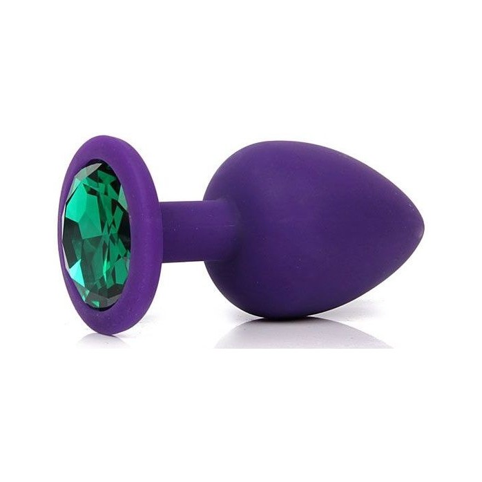 Фиолетовая анальная пробка с зеленым кристаллом - 9,5 см. - SEXY FRIEND