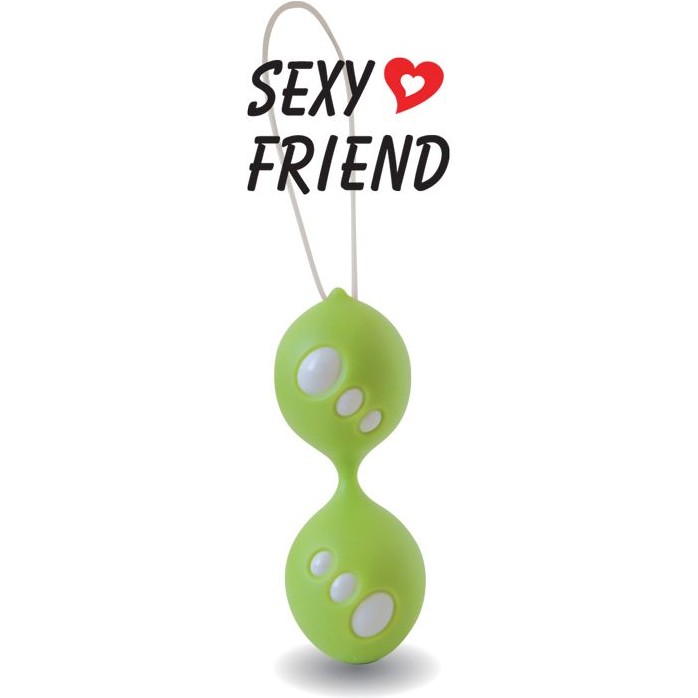 Зеленые силиконовые вагинальные шарики со шнурком - SEXY FRIEND