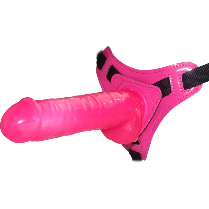 Розовый вибрострапон 7 Harness Realistic Dong - 17,5 см. Фотография 2.