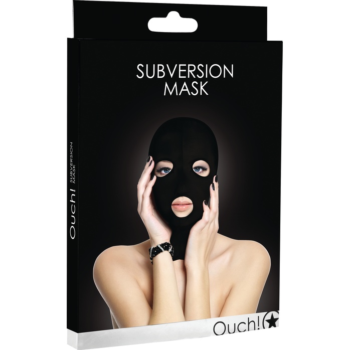 Черная маска Subversion Mask с прорезями для глаз и рта - Ouch!. Фотография 2.