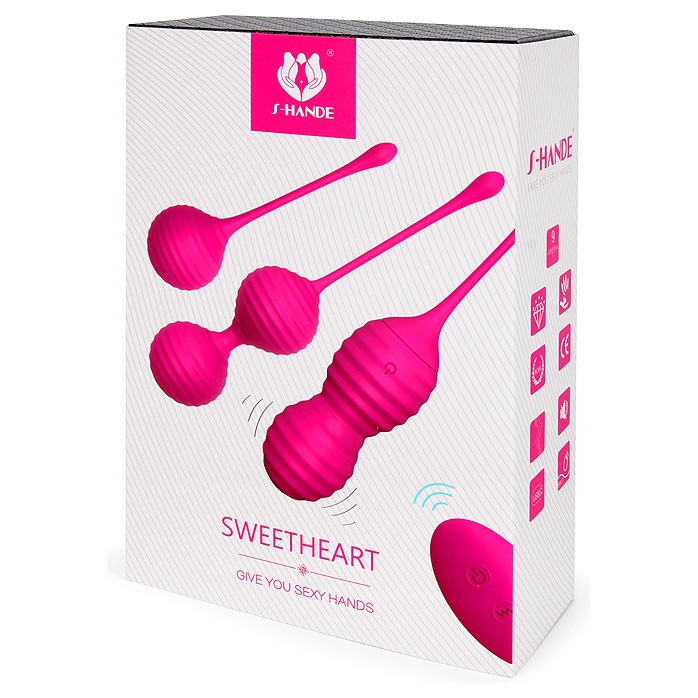 Набор из 3 ярко-розовых вагинальных шариков SWEETHEART. Фотография 3.
