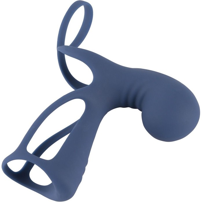 Синяя вибронасадка на пенис Vibrating Cock Sleeve with Ball Ring - You2Toys. Фотография 3.
