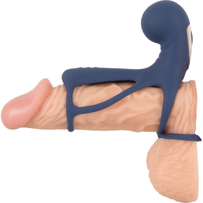 Синяя вибронасадка на пенис Vibrating Cock Sleeve with Ball Ring - You2Toys. Фотография 5.