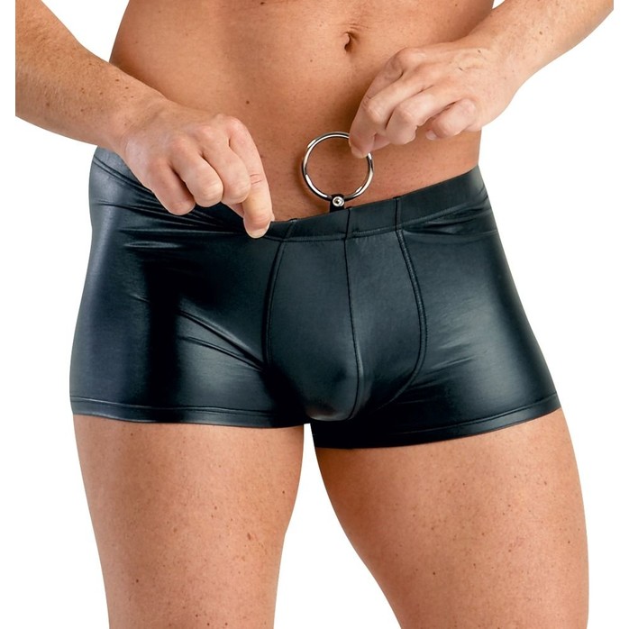 Мужские трусы-шорты из wet-look материала с эрекционным кольцом - Svenjoyment underwear. Фотография 2.