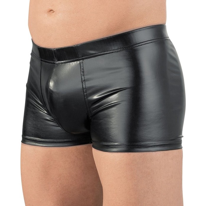 Мужские трусы-шорты из wet-look материала с эрекционным кольцом - Svenjoyment underwear