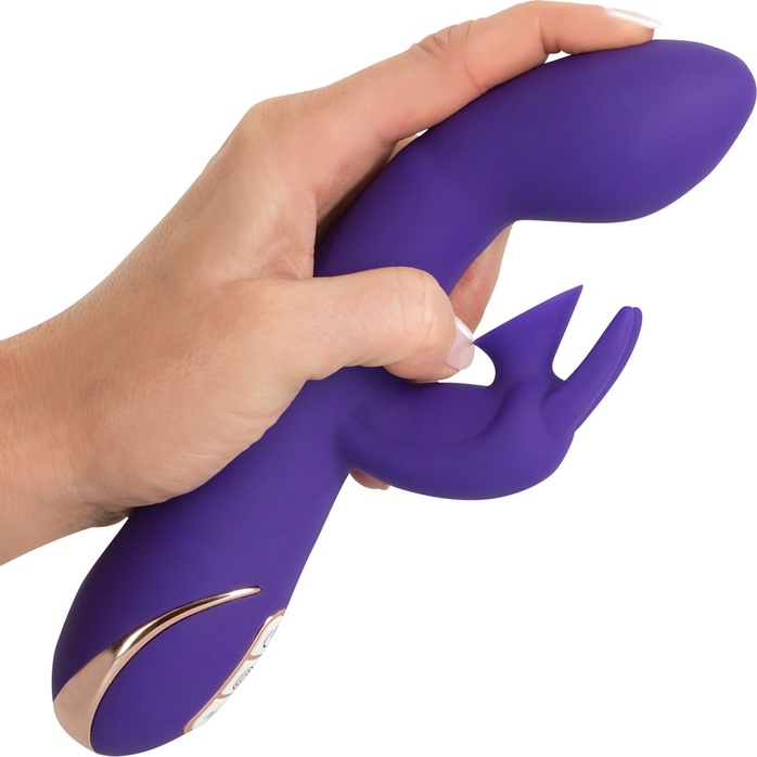 Фиолетовый вибратор с клиторальным отростком Euphoria - 21,8 см. Фотография 2.