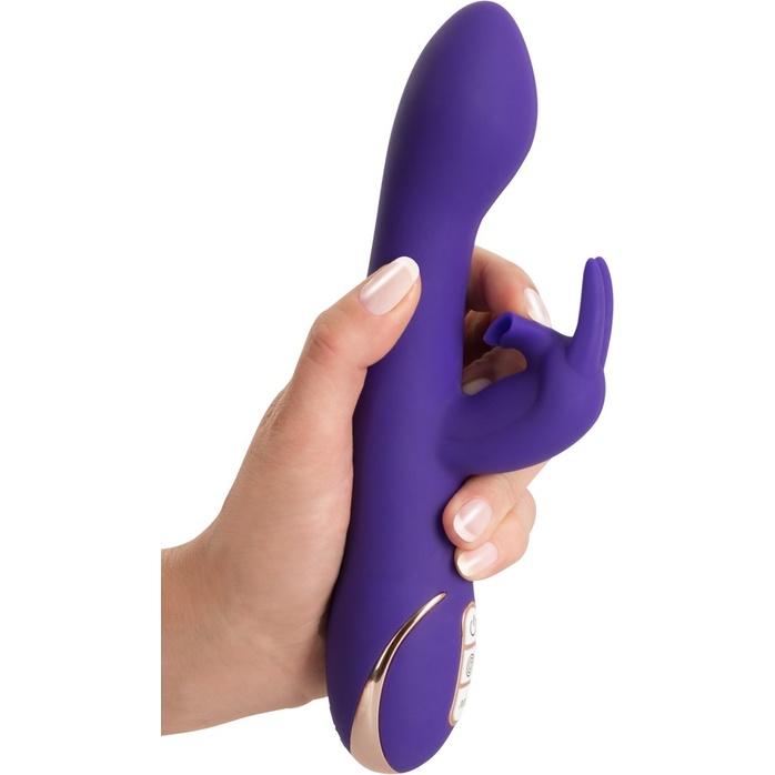 Фиолетовый вибратор с клиторальным отростком Euphoria - 21,8 см. Фотография 3.