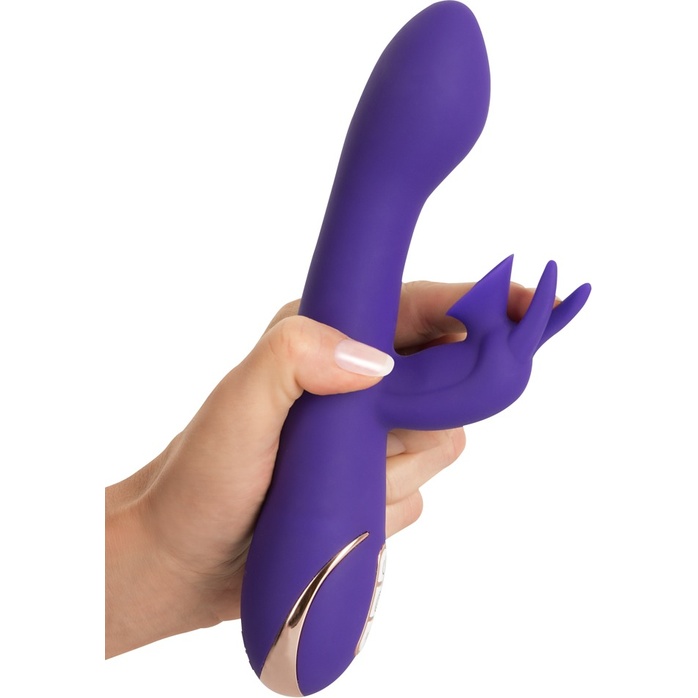 Фиолетовый вибратор с клиторальным отростком Euphoria - 21,8 см. Фотография 4.
