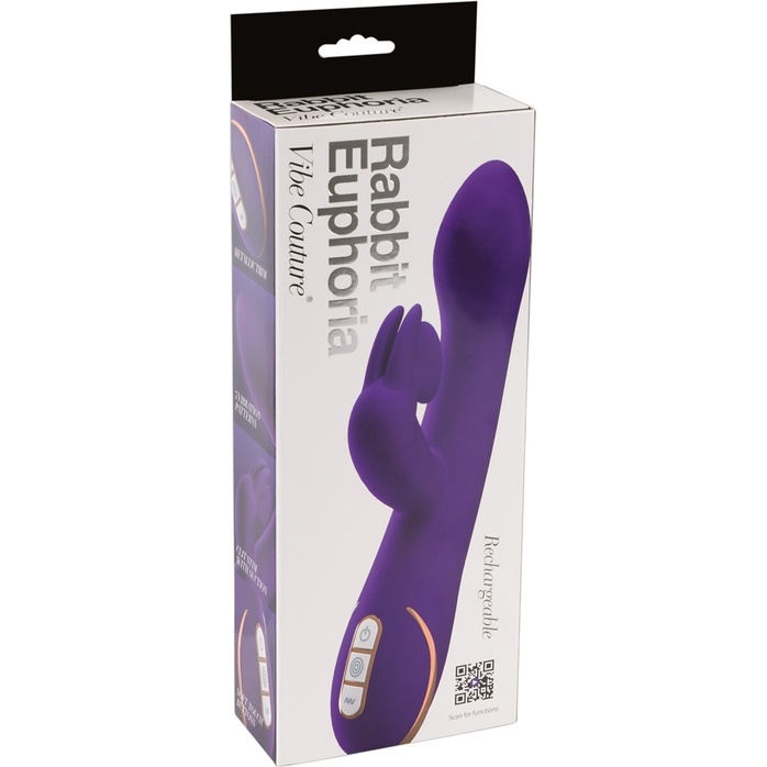 Фиолетовый вибратор с клиторальным отростком Euphoria - 21,8 см. Фотография 8.