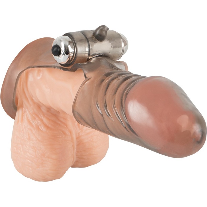 Дымчатая закрытая насадка на пенис с вибропулей - 15 см - You2Toys. Фотография 7.