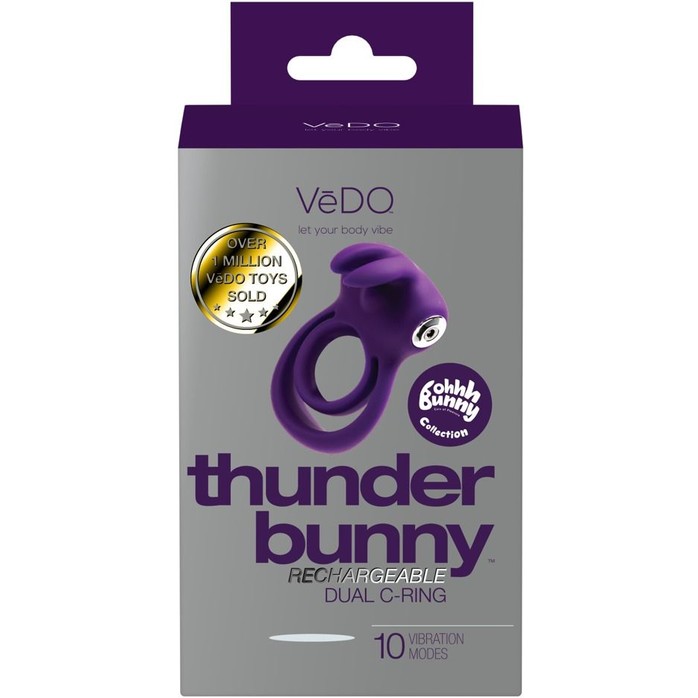 Фиолетовое эрекционное кольцо VeDO Thunder Bunny. Фотография 4.