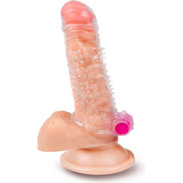 Прозрачная насадка на пенис с шипами и вибропулькой - 13 см. Фотография 2.