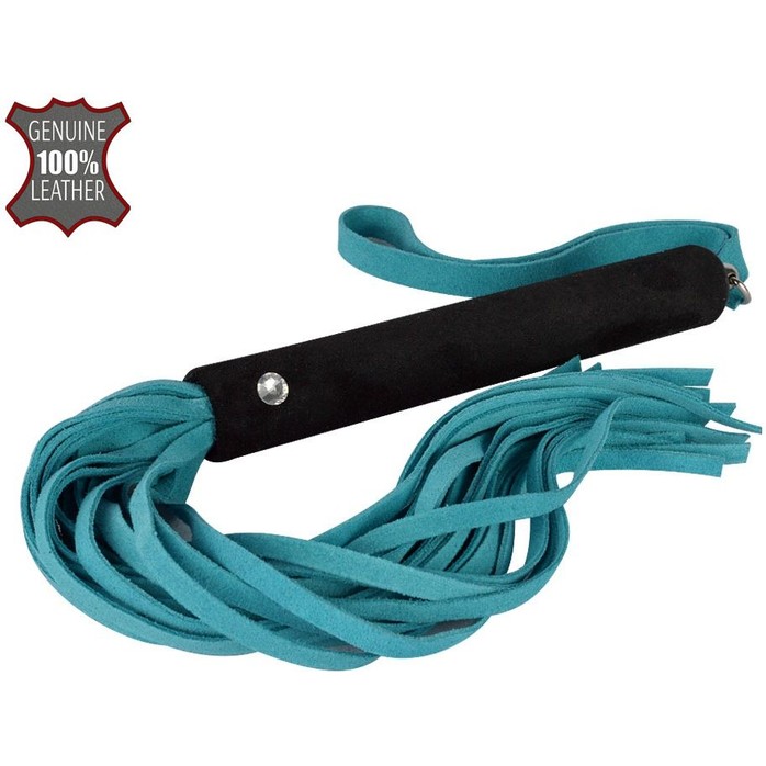 Голубая многохвостая велюровая плеть - 40 см - BDSM accessories