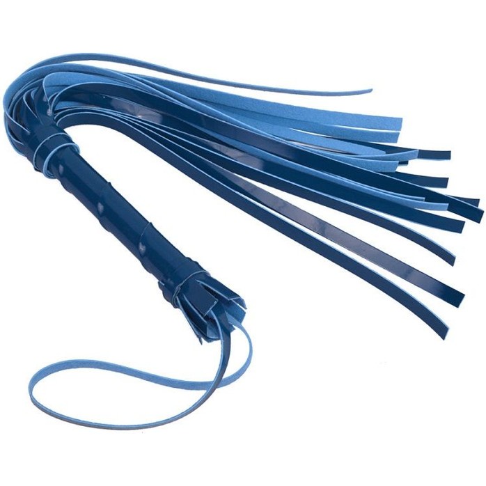 Синяя многохвостая лаковая плеть - 40 см - BDSM accessories
