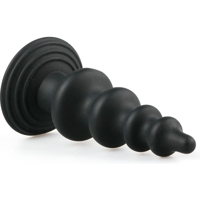 Чёрная фигурная анальная ёлочка Beaded Cone - 13,5 см - Anal Collection. Фотография 2.