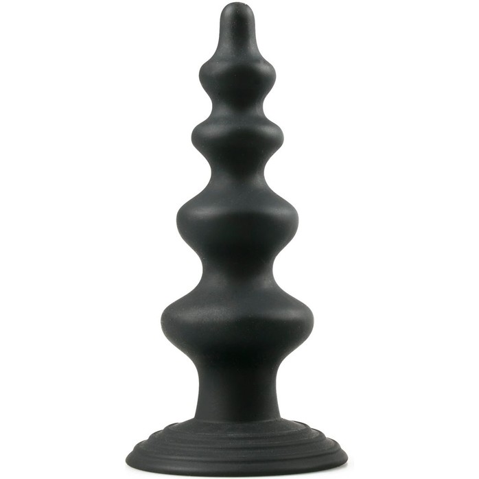 Чёрная фигурная анальная ёлочка Beaded Cone - 13,5 см - Anal Collection