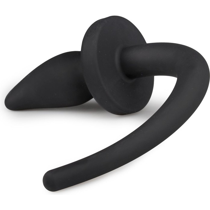 Черная изогнутая пробка Dog Tail Plug с хвостом - Fetish Collection. Фотография 2.