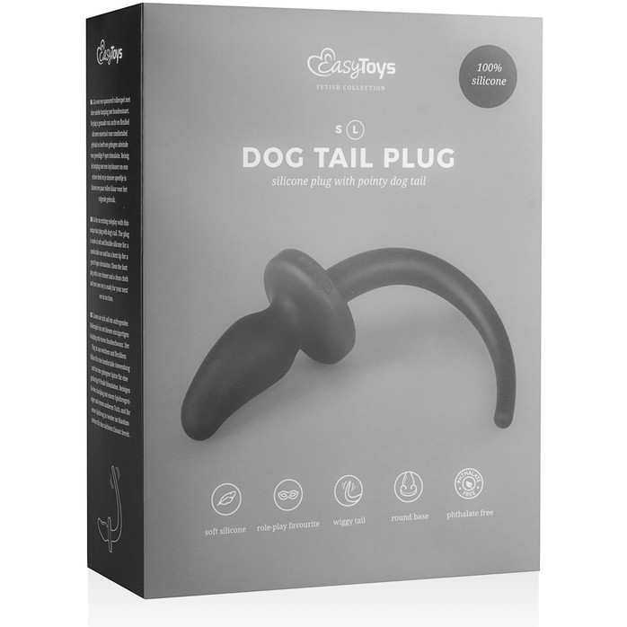 Черная изогнутая пробка Dog Tail Plug с хвостом - Fetish Collection. Фотография 3.