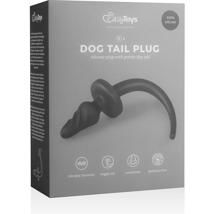Чёрный витой анальный плаг Dog Tail Plug с хвостом - Fetish Collection. Фотография 3.