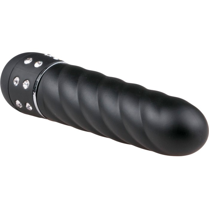 Черный мини-вибратор Diamond Twisted Vibrator - 11,4 см - Mini Vibe Collection. Фотография 2.