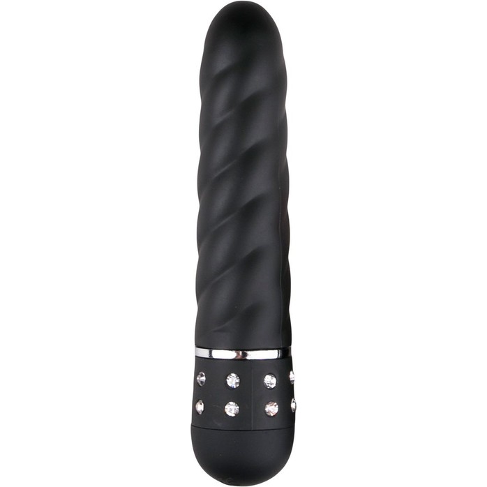 Черный мини-вибратор Diamond Twisted Vibrator - 11,4 см - Mini Vibe Collection