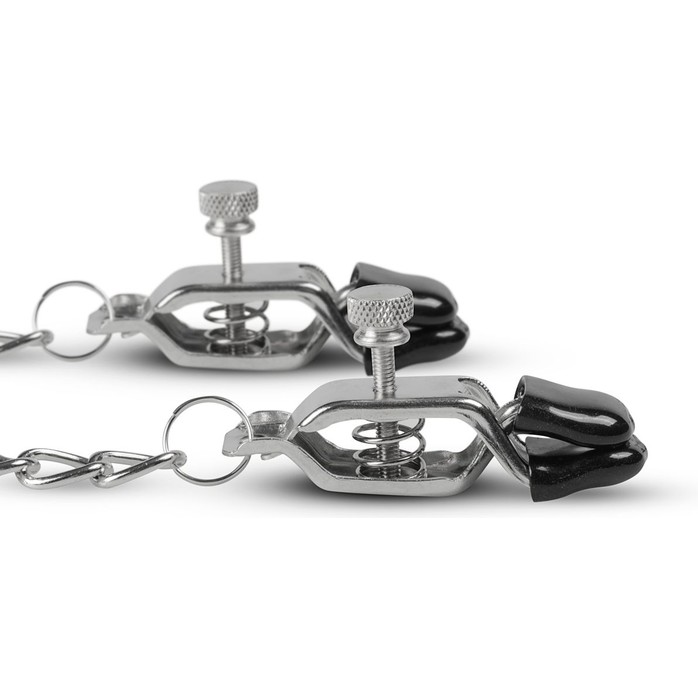 Зажимы на соски с цепочкой Easytoys Big Nipple Clamps With Chain - Fetish Collection. Фотография 2.