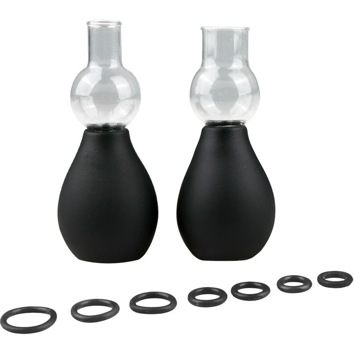 Черные вакуумные стимуляторы для сосков Nipple Pump Set - Fetish Collection. Фотография 2.