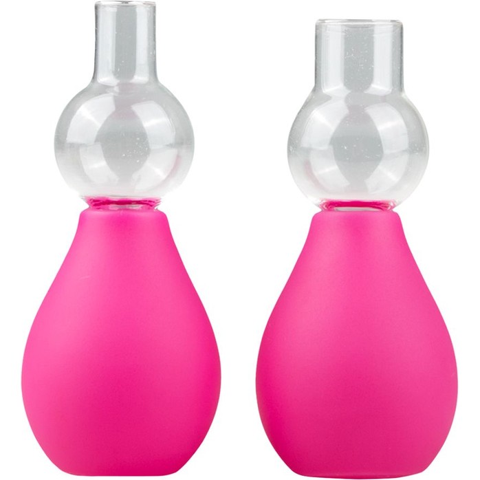 Розовые вакуумные стимуляторы для сосков Nipple Pump Set - Fetish Collection