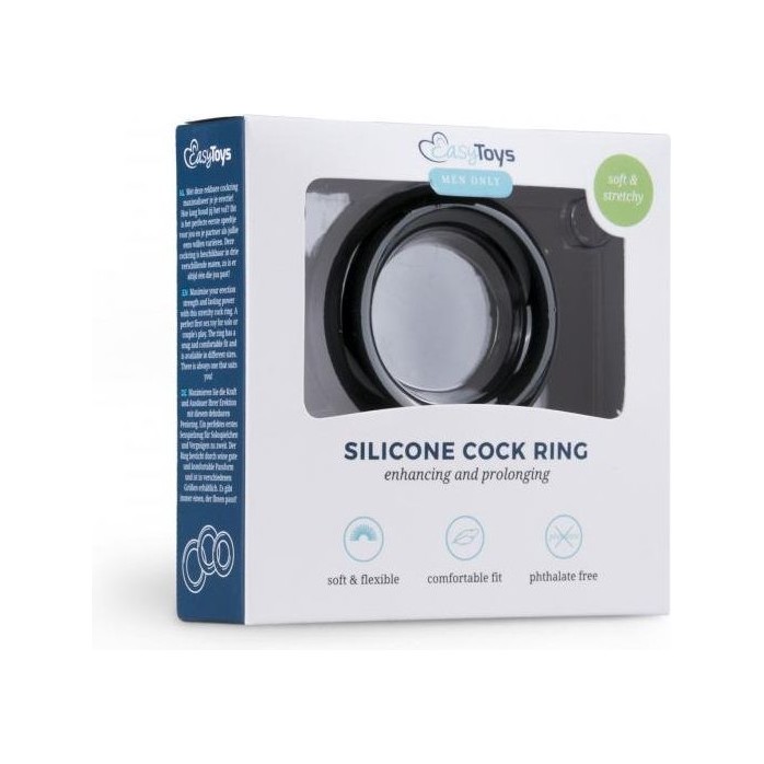 Черное эрекционное кольцо Silicone Cock Ring Medium - Men Only. Фотография 2.