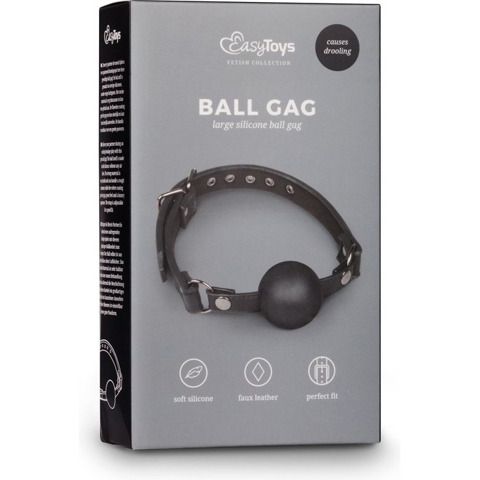 Черный силиконовый кляп-шар Easytoys Ball Gag With Large Silicone Ball - Fetish Collection. Фотография 3.