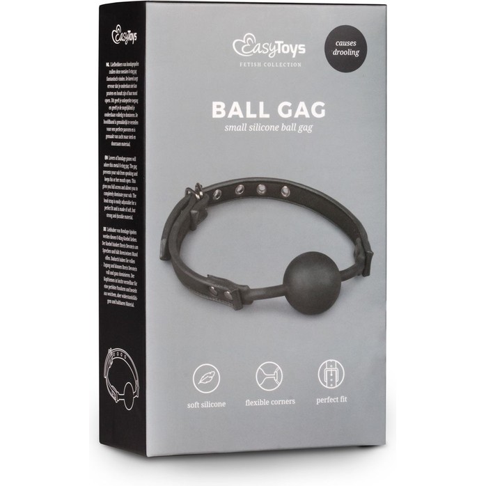 Черный кляп-шар Easytoys Ball Gag With Silicone Ball - Fetish Collection. Фотография 3.