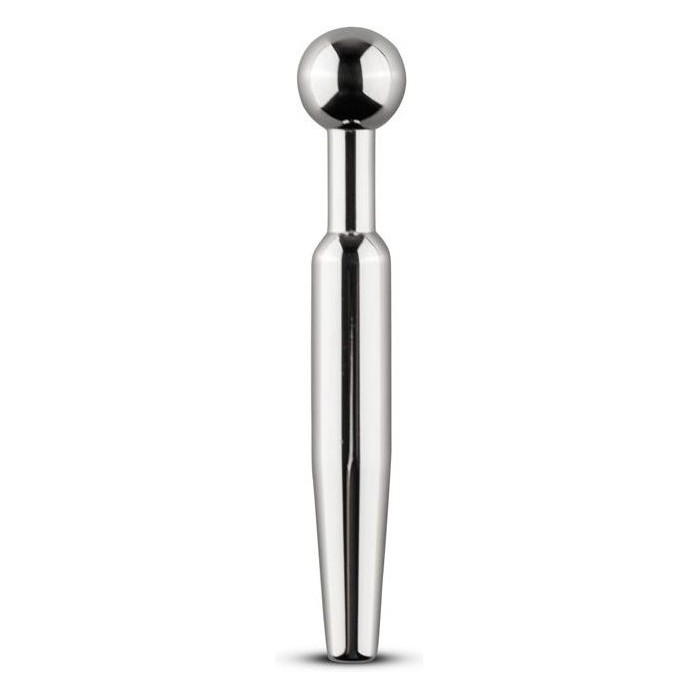 Серебристый уретральный стимулятор со съемным верхом Sinner Hollow Metal Penis Plug - 9 см - Sinner Gear Unbendable