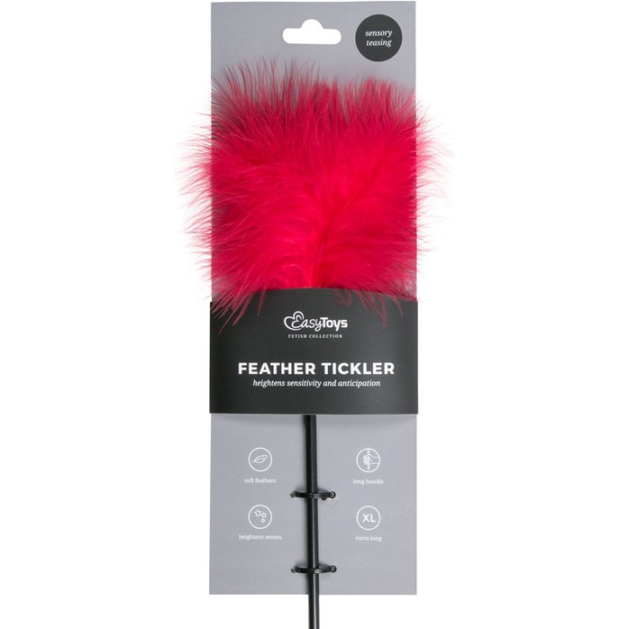 Стек-щекоталка Feather Tickler с красными перьями - 44 см - Fetish Collection. Фотография 2.