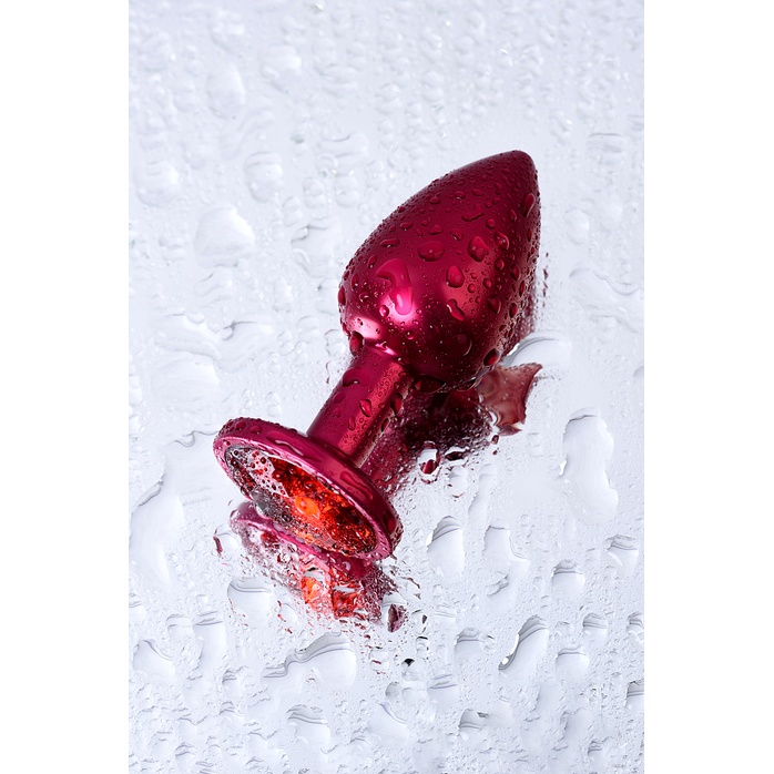 Красная анальная пробка с кристаллом красного цвета - 7,2 см - Metal. Фотография 9.