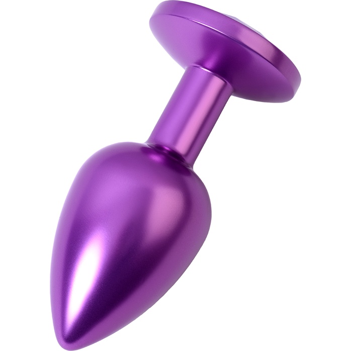 Фиолетовый анальный плаг с кристаллом фиолетового цвета - 7,2 см - Metal. Фотография 3.