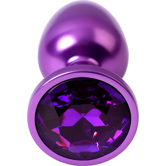 Фиолетовый анальный плаг с кристаллом фиолетового цвета - 7,2 см - Metal. Фотография 4.