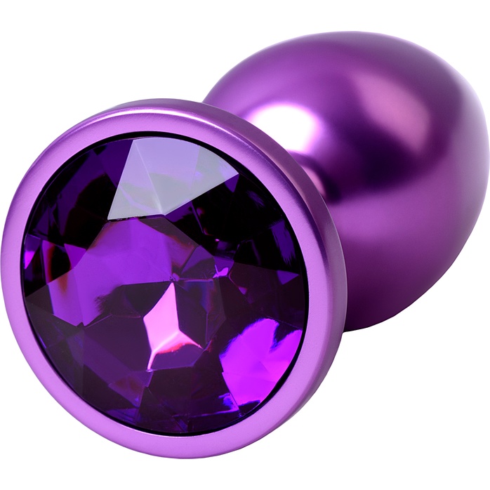 Фиолетовый анальный плаг с кристаллом фиолетового цвета - 7,2 см - Metal. Фотография 5.