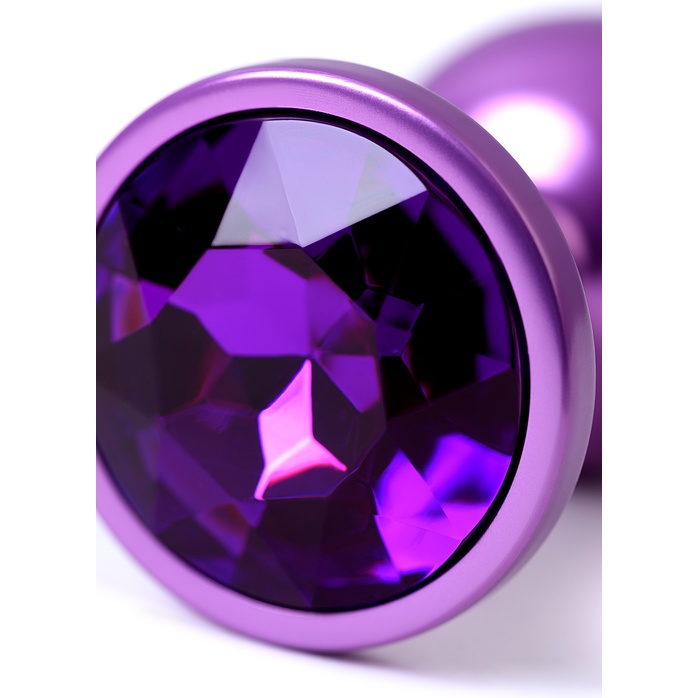 Фиолетовый анальный плаг с кристаллом фиолетового цвета - 7,2 см - Metal. Фотография 7.