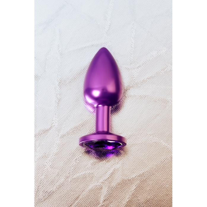 Фиолетовый анальный плаг с кристаллом фиолетового цвета - 7,2 см - Metal. Фотография 8.