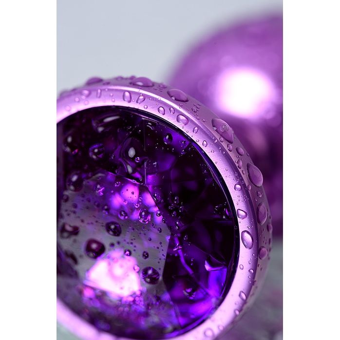 Фиолетовый анальный плаг с кристаллом фиолетового цвета - 7,2 см - Metal. Фотография 10.