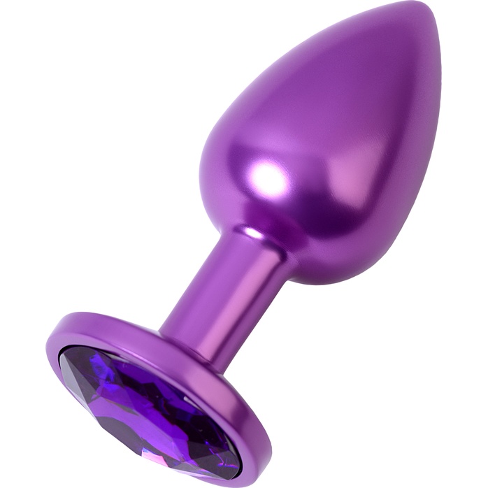 Фиолетовый анальный плаг с кристаллом фиолетового цвета - 7,2 см - Metal