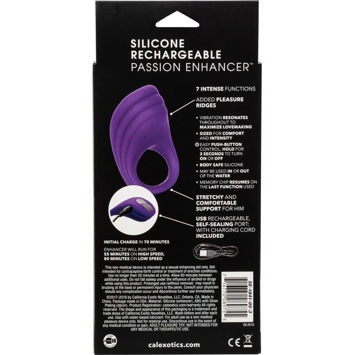 Фиолетовое эрекционное виброкольцо Silicone Rechargeable Passion Enhancer - Couples Enhancers. Фотография 8.
