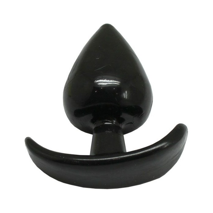 Черная коническая анальная пробка с ограничителем - 8,5 см. Фотография 5.