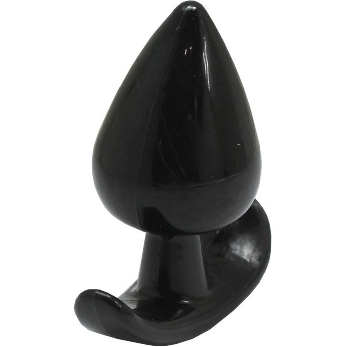 Черная коническая анальная пробка с ограничителем - 5 см. Фотография 2.
