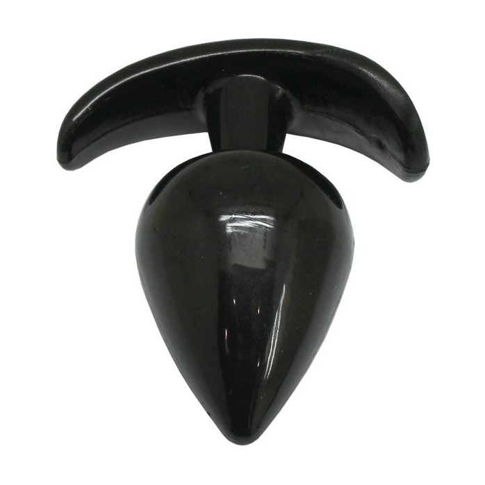 Черная коническая анальная пробка с ограничителем - 5 см. Фотография 4.